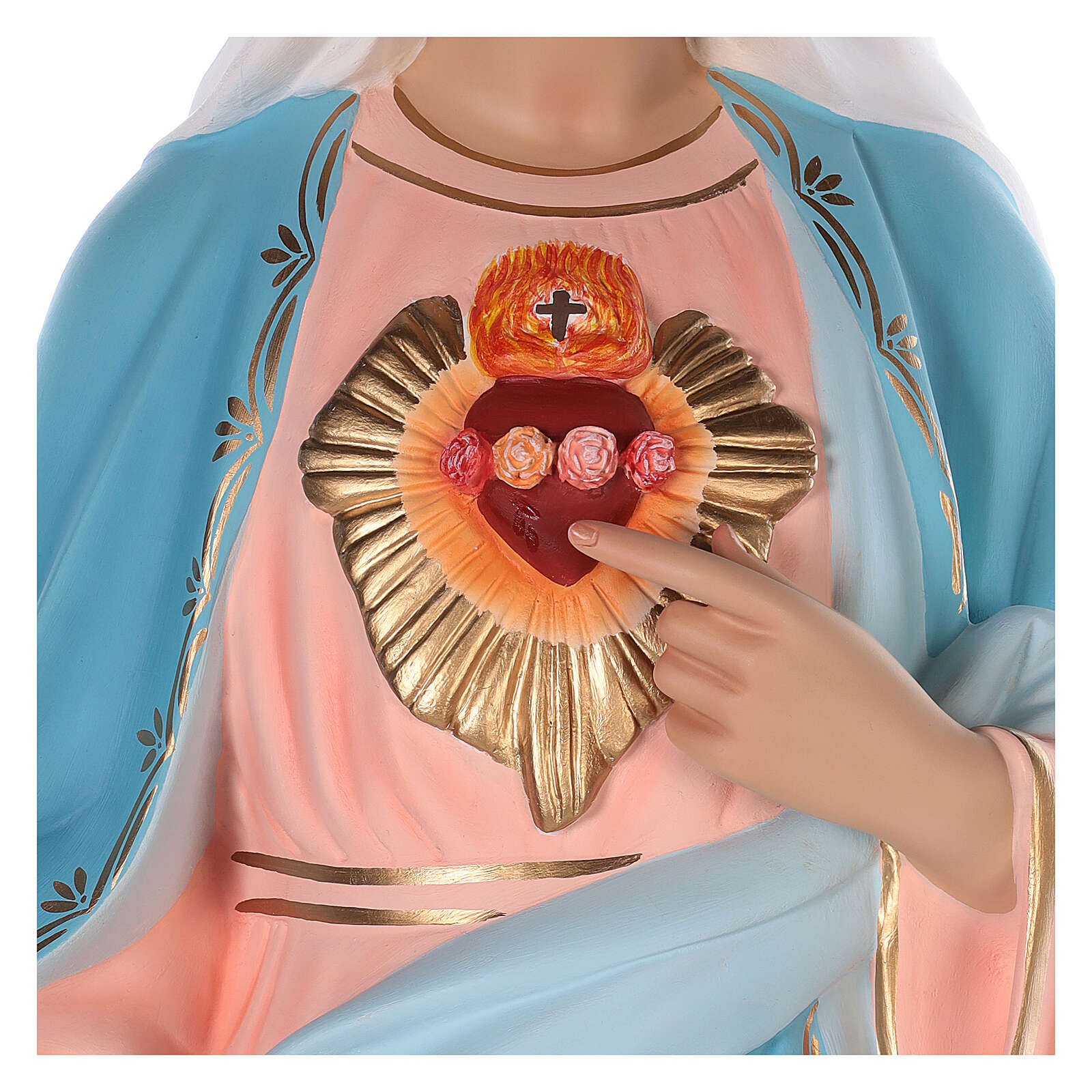 Coeur Immaculé de Marie fibre de verre colorée 110 cm yeux | vente en ...