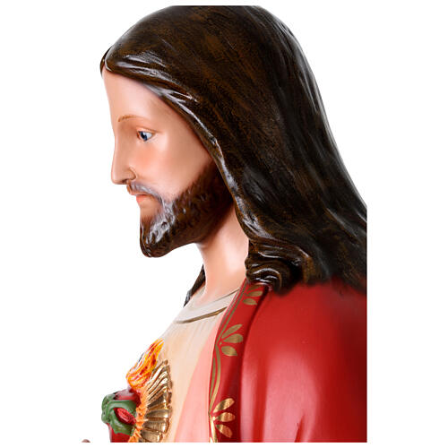 Sagrado Corazón de Jesús fibra de vidrio coloreada 110 cm ojos de vidrio 9
