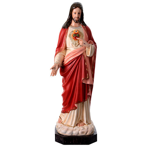 Sacré-Coeur de Jésus fibre de verre colorée 110 cm yeux en verre 1