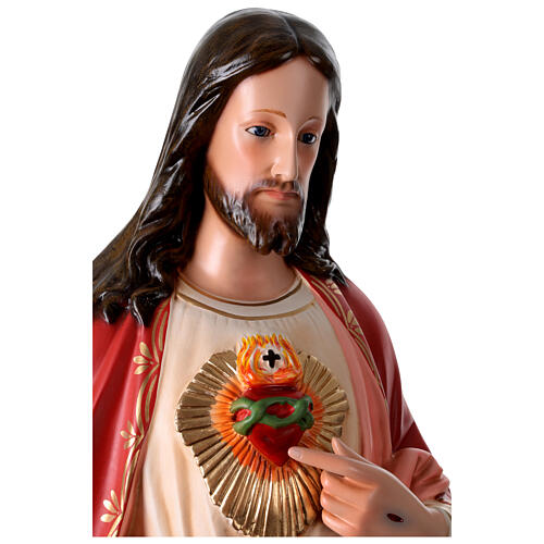 Sacré-Coeur de Jésus fibre de verre colorée 110 cm yeux en verre 8