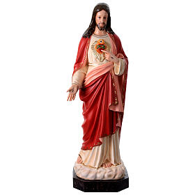 Sagrado Coração de Jesus fibra de vidro corada 110 cm olhos vidro