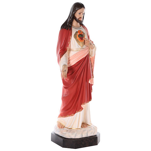 Sacred Heart of Jesus statue 110 cm, in colored fiberglass with glass eyes 3