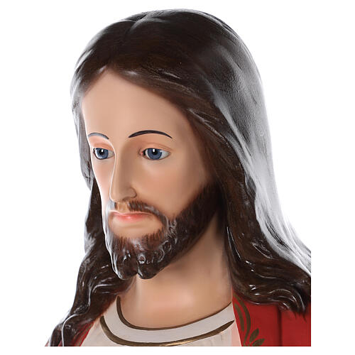 Sacred Heart of Jesus statue 110 cm, in colored fiberglass with glass eyes 4