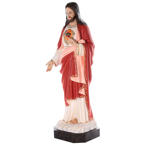 Sacred Heart of Jesus statue 110 cm, in colored fiberglass with glass eyes 5