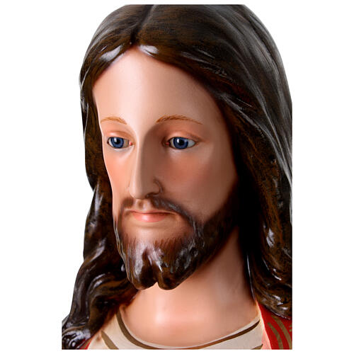 Sacred Heart of Jesus statue 110 cm, in colored fiberglass with glass eyes 2