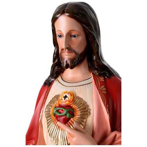 Sacred Heart of Jesus statue 110 cm, in colored fiberglass with glass eyes 6