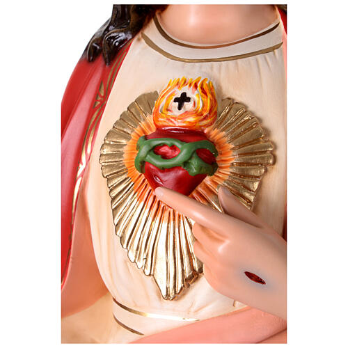 Sacred Heart of Jesus statue 110 cm, in colored fiberglass with glass eyes 10
