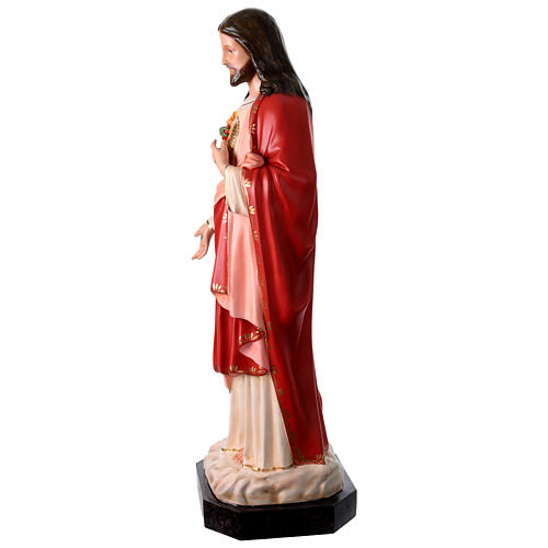 Sacred Heart of Jesus statue 110 cm, in colored fiberglass with glass eyes 11