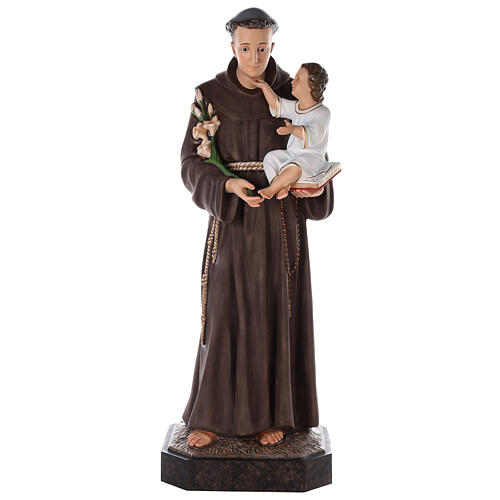 St. Anthony statue 130 cm, in colored fiberglass with glass eyes 1