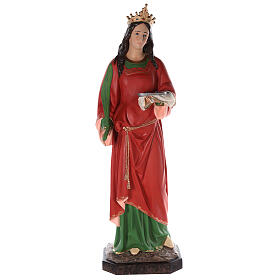 Santa Lucía estatua fibra de vidrio coloreada 160 cm ojos vidrio
