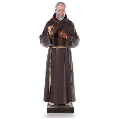 Saint Padre Pio fibre de verre colorée 110 cm yeux verre 1