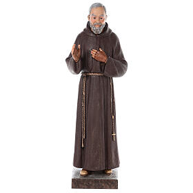 Padre Pio fibra de vidro corada 82 cm olhos vidro
