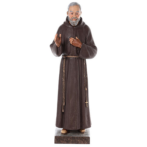 Padre Pio fibra de vidro corada 82 cm olhos vidro 1