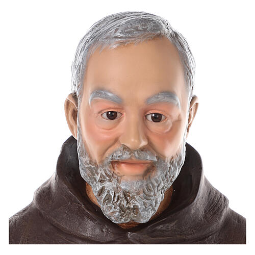 Padre Pio fibra de vidro corada 82 cm olhos vidro 3