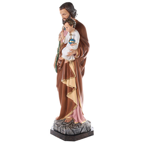 Statua San Giuseppe vetroresina colorata 130 cm occhi vetro 5