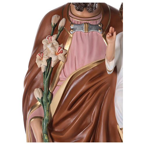 Statua San Giuseppe vetroresina colorata 130 cm occhi vetro 7