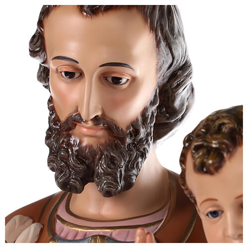 St Joseph statue 130 cm, in colored fiberglass with glass eyes 4