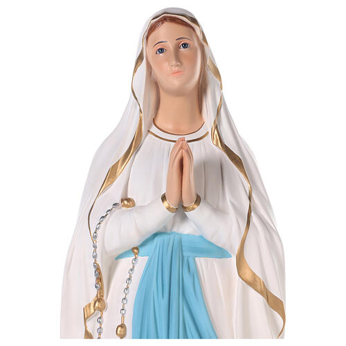 Virgen de Lourdes fibra de vidrio coloreada 110 cm ojos vidrio 7