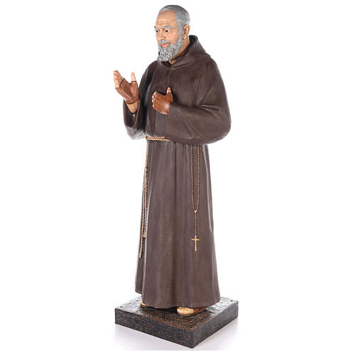St Pio statue 180 cm, in colored fiberglass with glass eyes 2
