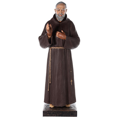 St Pio statue 180 cm, in colored fiberglass with glass eyes 5