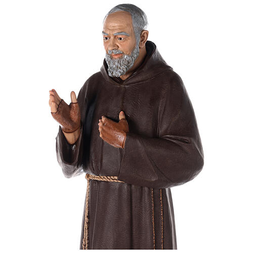 St Pio statue 180 cm, in colored fiberglass with glass eyes 6