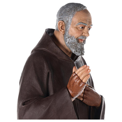 St Pio statue 180 cm, in colored fiberglass with glass eyes 8