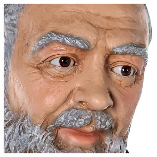 St Pio statue 180 cm, in colored fiberglass with glass eyes 10