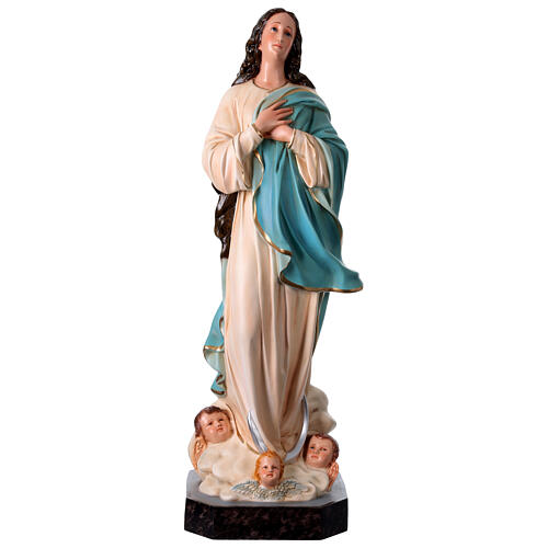 Inmaculada Concepción Murillo fibra de vidrio coloreada 105 cm ojos vidrio 1