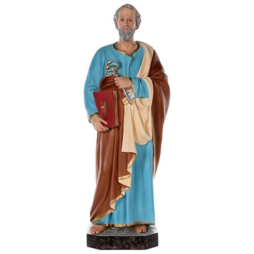 Statue Saint Pierre fibre de verre colorée 80 cm yeux verre 1