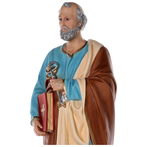 Statua San Pietro vetroresina colorata 80 cm occhi vetro 4