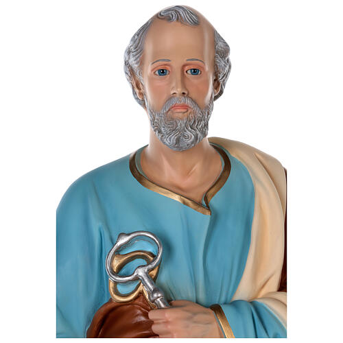 St Peter statue in colored fiberglass, 80 cm crystal eyes 2