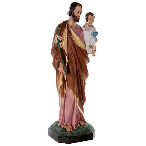 Statua San Giuseppe vetroresina colorata 100 cm occhi vetro 5