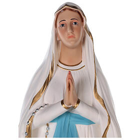 Estatua Virgen de Lourdes fibra de vidrio coloreada 85 cm ojos vidrio