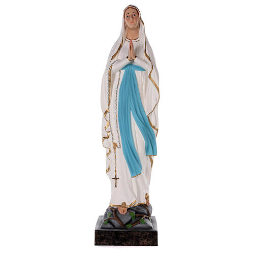 Estatua Virgen de Lourdes fibra de vidrio coloreada 85 cm ojos vidrio 1