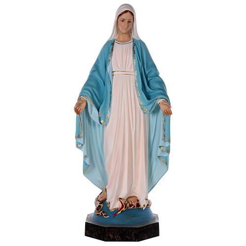 Coloured fibreglass statue of Our Lady of Miracles 85 cm glass eyes 1