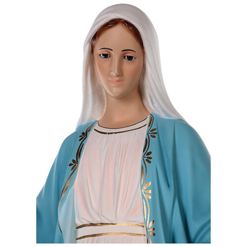 Estatua Virgen Milagrosa fibra de vidrio coloreada 85 cm ojos vidrio 2
