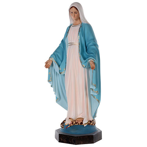 Statue Vierge Miraculeuse fibre de verre colorée 85 cm yeux verre 3