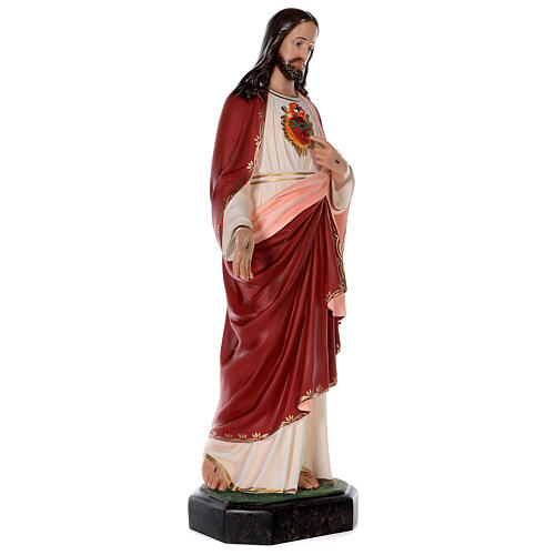 Estatua Jesús Sagrada Corazón fibra de vidrio coloreada 85 cm ojos vidrio 5
