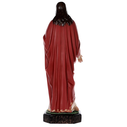 Estatua Jesús Sagrada Corazón fibra de vidrio coloreada 85 cm ojos vidrio 7