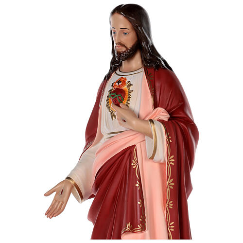 Statue of Sacred Heart of Jesus 85 cm, in colored fiberglass crystal eyes 2
