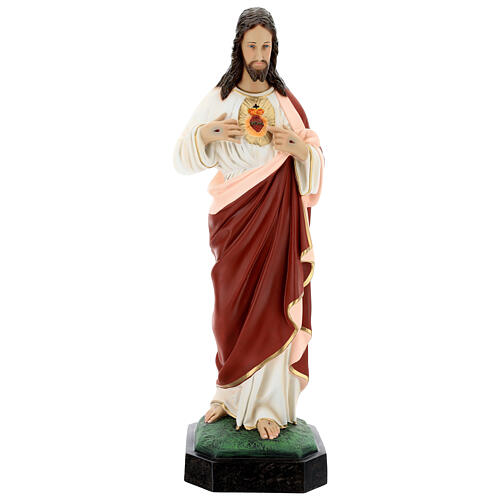 Statue aus Glasfaser bemalt Heiligstes Herz Jesu, 65 cm 1