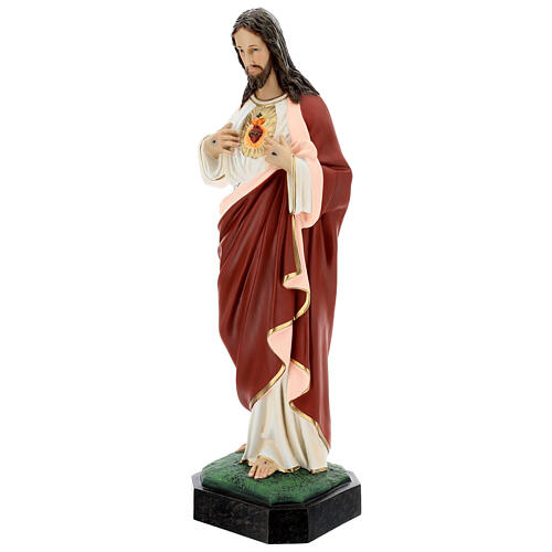 Statue aus Glasfaser bemalt Heiligstes Herz Jesu, 65 cm 3