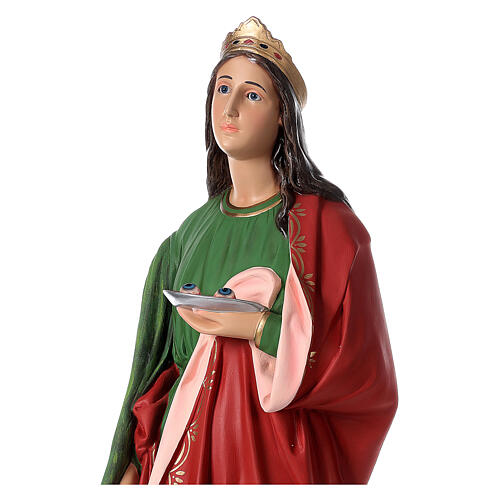 St Lucy statue in colored fiberglass with glass eyes 2