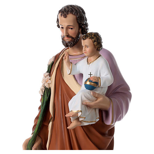 San Giuseppe con bambino 85 cm vetroresina colorata occhi vetro 2