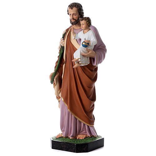 San Giuseppe con bambino 85 cm vetroresina colorata occhi vetro 3