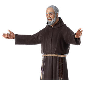 Saint Pio 115 cm bras ouverts fibre verre colorée yeux verre