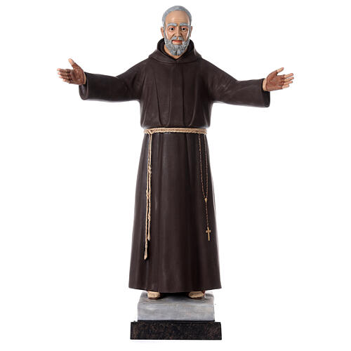 Saint Pio 115 cm bras ouverts fibre verre colorée yeux verre 1