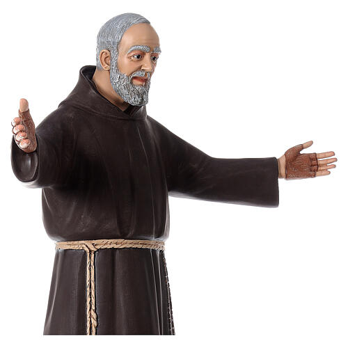 Saint Pio 115 cm bras ouverts fibre verre colorée yeux verre 4