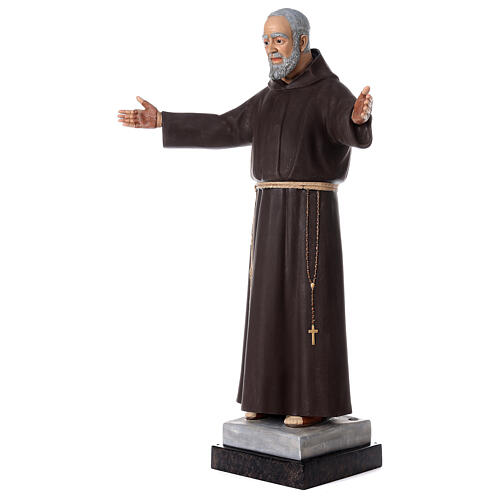 Święty Ojciec Pio, 115 cm, otwarte ramiona, włókno szklane, malowana, szklane oczy 3