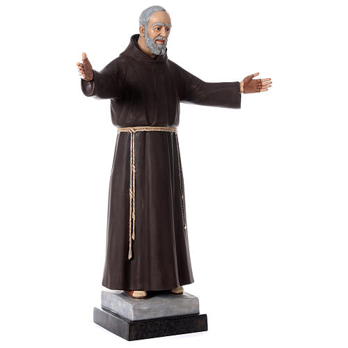 Święty Ojciec Pio, 115 cm, otwarte ramiona, włókno szklane, malowana, szklane oczy 5